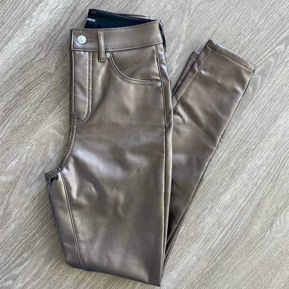 Faux Leather Bronze Pants